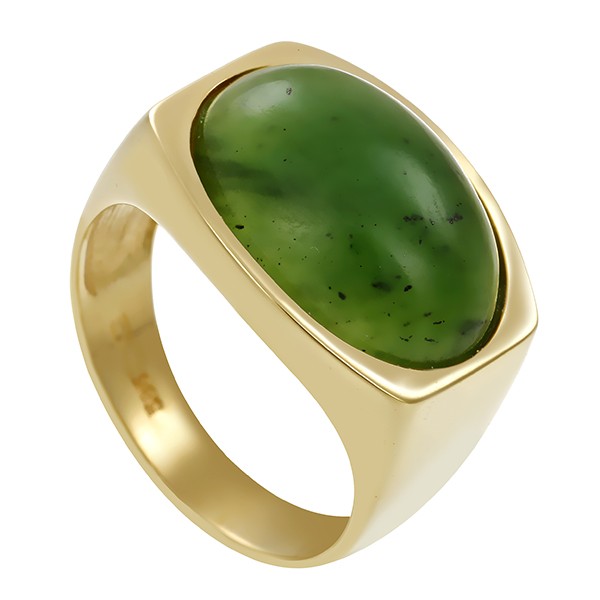 Ring, 14K, Gelbgold, Nephrit Detailbild #1