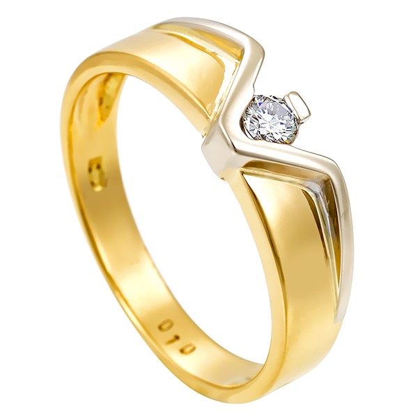 Diamantring, 18K, Gelb-/Weißgold, Brillant 0,10 ct Detailbild #1