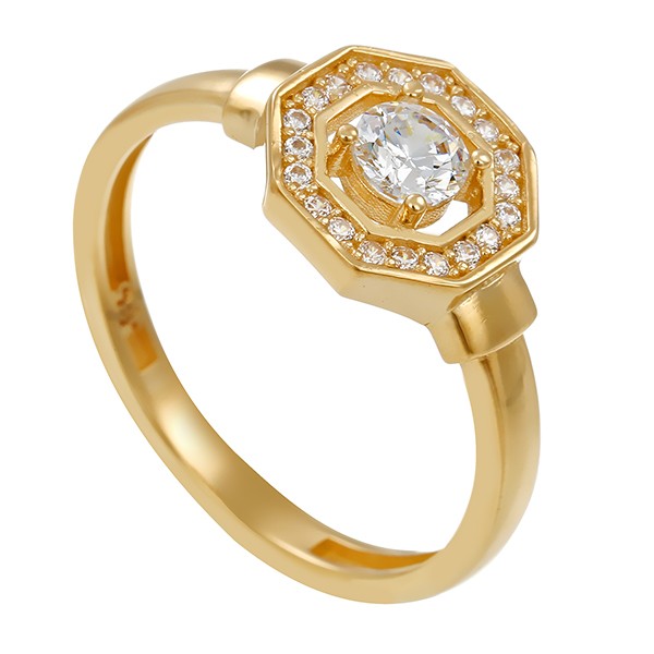 Damenring, 14K, Gelbgold, Zirkonia, U53 Detailbild #1