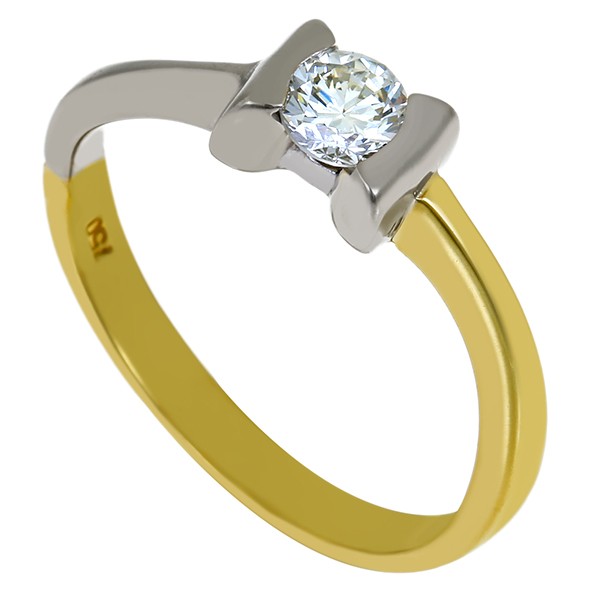 Diamantring, 18K, Gelb-/Weißgold, Brillant 0,34ct Detailbild #1