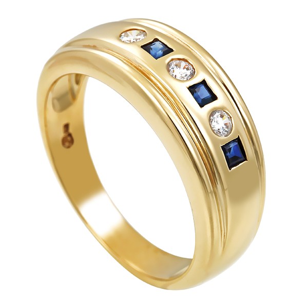 Ring, 14K, Gelbgold, Saphire, Zirkonia Detailbild #1