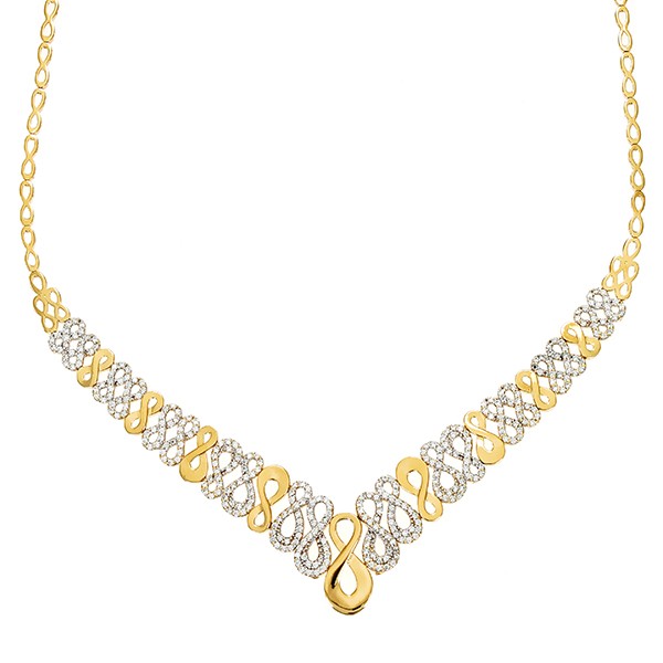 Collier, 14K, Gelb-/Weißgold, Zirkonia Detailbild #1