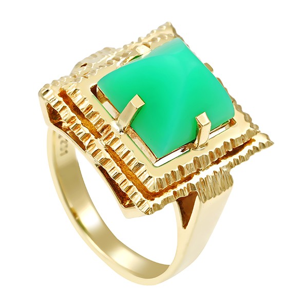 Ring, 14K, Gelgold, Chrysopras Detailbild #1