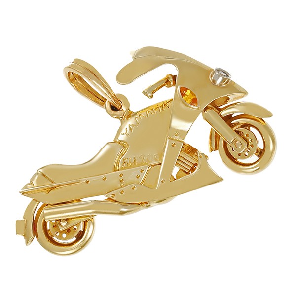 Anhänger, 14K, Gelbgold, Brillant, Rubine, Citrin, Motorrad Detailbild #1