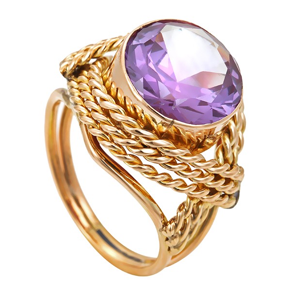 Ring, 14k, Gelbgold, synthetischer Korund Detailbild #1