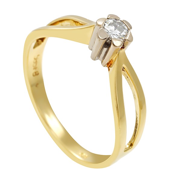 Diamantring, 14K, Gelb-/Weißgold, Brillant 0,16 ct Detailbild #1