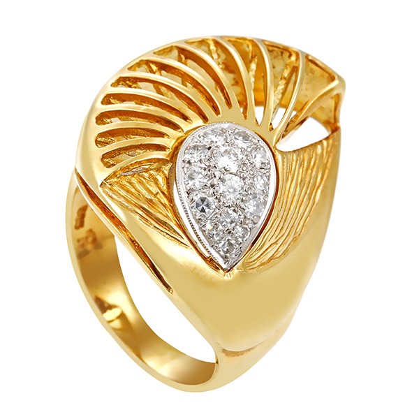 Ring, 14K, Gelbgold, Weißgold, Brillanten, Diamanten Detailbild #1