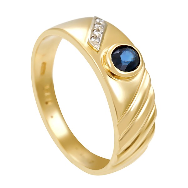 Ring, 18K, Gelbgold, Saphir, Brillanten Detailbild #1