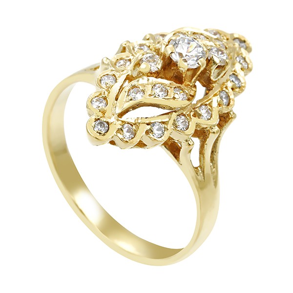 Ring, 14K, Gelbgold, Zirkonia Detailbild #1