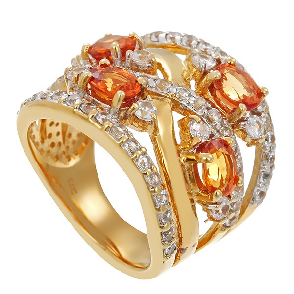 Ring, 9K, Gelbgold, Saphire, Zirkone Detailbild #1