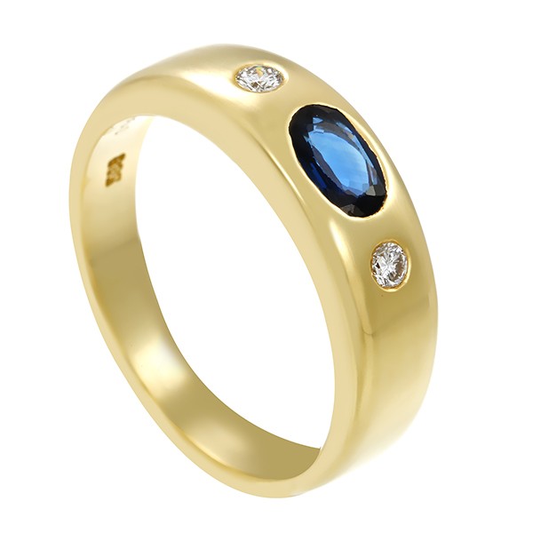 Ring, 14K, Gelbgold, Saphir, Brillanten Detailbild #1