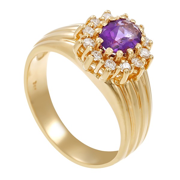 Ring, 14K, Gelbgold, Amethyst, Brillanten, U57 Detailbild #1