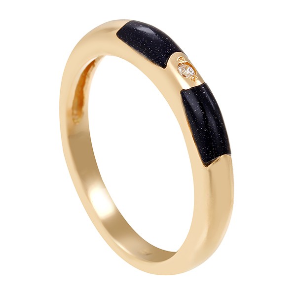 Ring, 14K, Gelbgold, Zirkonia, Emaille Detailbild #1