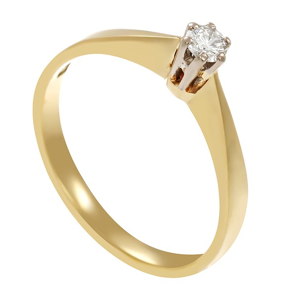 Diamantring, 14K, Gelb-/Weißgold, Brillant 0,10 ct Detailbild #1