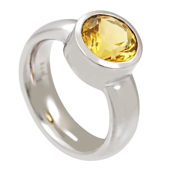 Ring, 14K, Weißgold, Citrin Detailbild #1