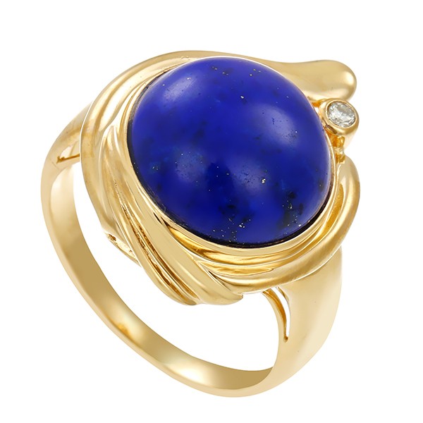 Damenring, 18K, Gelbgold, Lapis, Brillant Detailbild #1