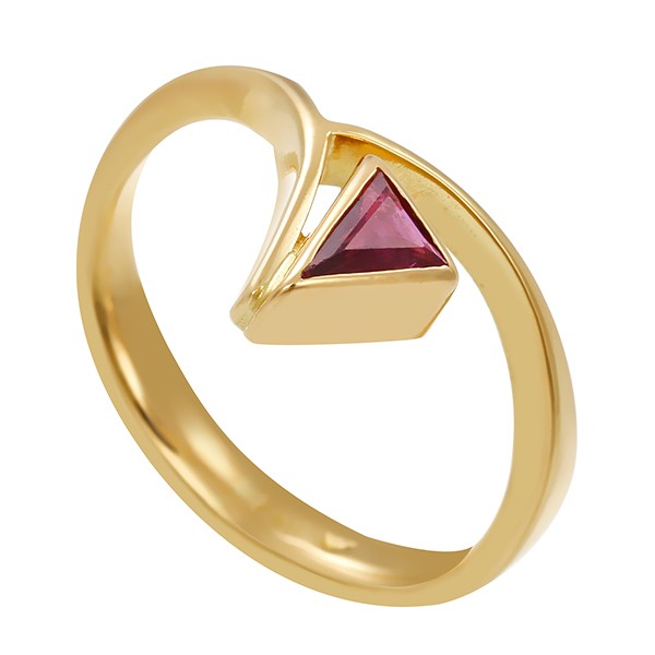 Ring, 18K, Gelbgold, synthetischer Rubin Detailbild #1