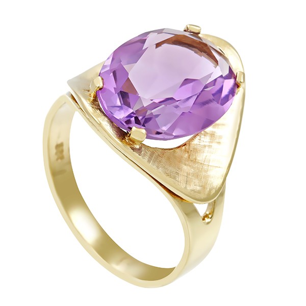 Damenring, 14K, Gelbgold, Amethyst Detailbild #1