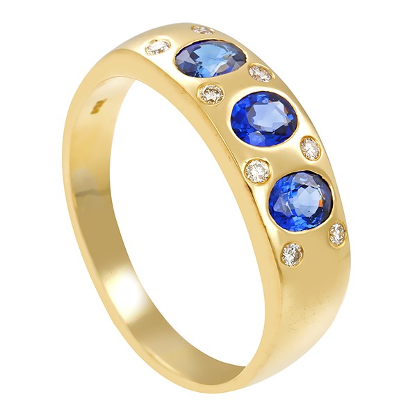 Ring, 18K, Gelbgold, Brillant, Saphir Detailbild #1