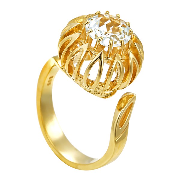 Diamantring, 14K, Gelbgold, Beryll Detailbild #1