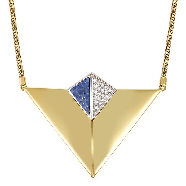 Collier, 14K, Gelb-/Weißgold, Brillanten, Lapis Detailbild #1