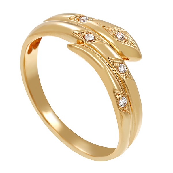 Ring, 14K, Gelbgold, Zirkonia, Schlange Detailbild #1