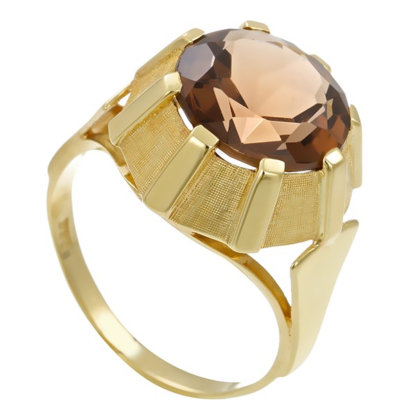 Ring, 14K, Gelbgold, Rauchquarz Detailbild #1