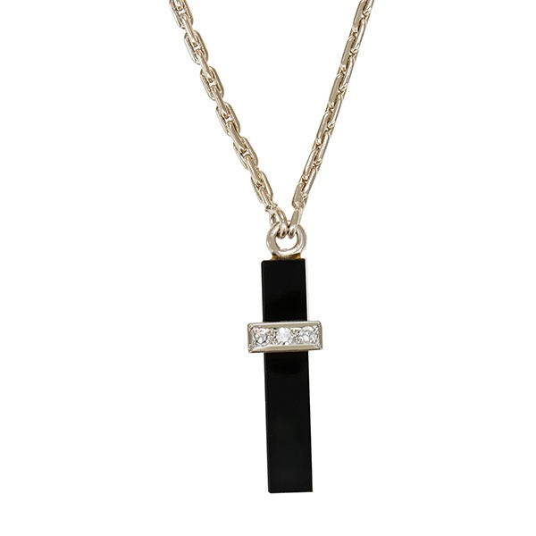 Collier, 14K, Weißgold, Onyx, Diamanten Detailbild #1