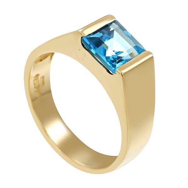 Ring, 14K, Gelbgold, Topas blau Detailbild #1