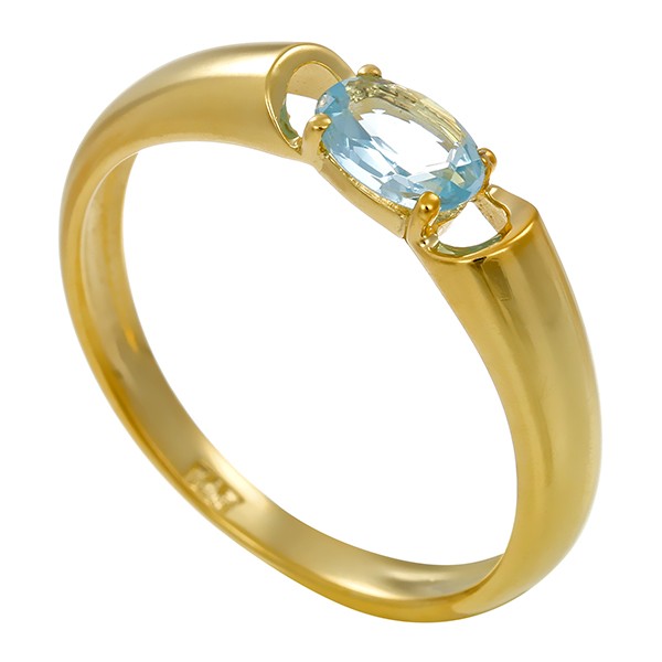 Ring, 14K, Gelbgold, Topas blau Detailbild #1