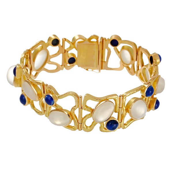 Armband, 18K, Gelbgold, Mondstein, Lapis Detailbild #1