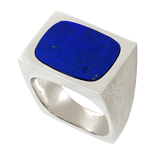 Herrenring, 18K, Weißgold, Lapis Detailbild #1