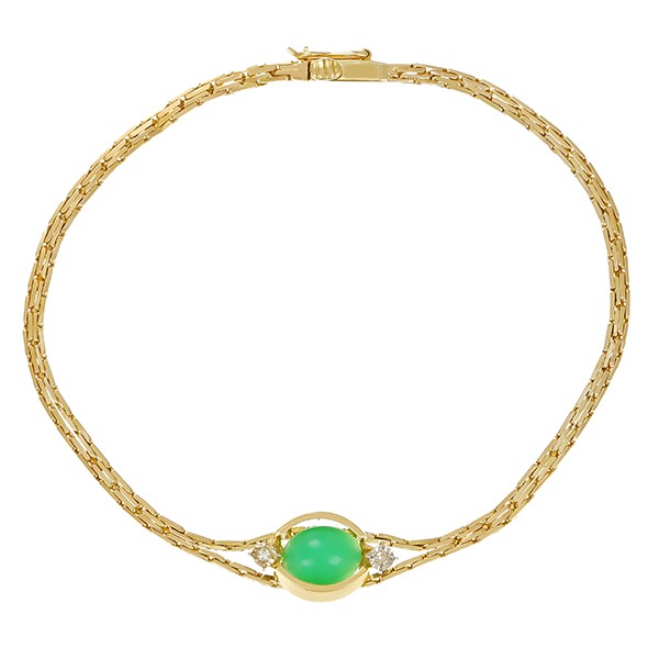 Armband, 14K, Gelbgold, Chrysopras, Diamanten Detailbild #1