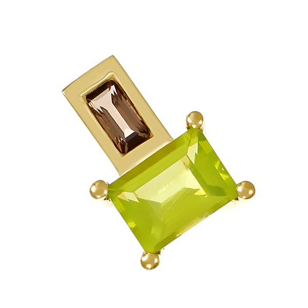 Anhänger, 14K, Gelbgold, Peridot, Rauchquarz Detailbild #1