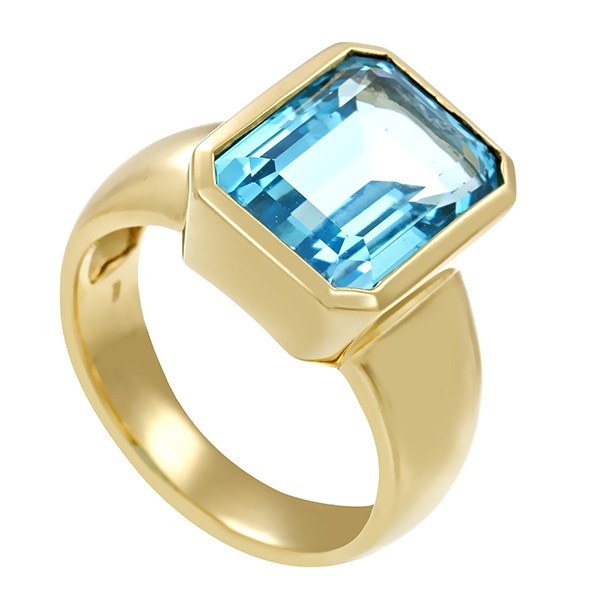 Ring, 14K, Gelbgold, Topas blau Detailbild #1