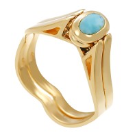 Wendering, 14K, Gelbgold, Onyx, Larimar Detailbild #1