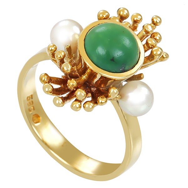 Ring, 14K, Gelbgold, Perlen, Türkis Detailbild #1