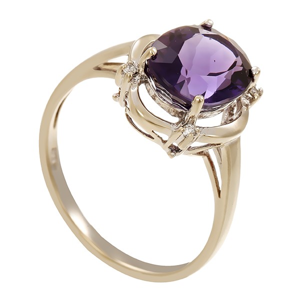 Ring, 10K, Weißgold, Amethyst, Brillanten, U63 Detailbild #1