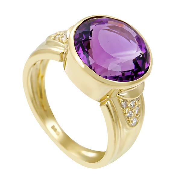 Ring, 14K, Gelbgold, Brillanten, Amethyst Detailbild #1