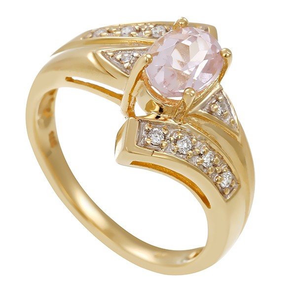 Ring, 9K, Gelbgold, Morganit, Brillanten, Diamanten Detailbild #1