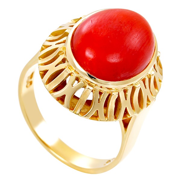 Ring, 18K, Gelbgold, Koralle Detailbild #1