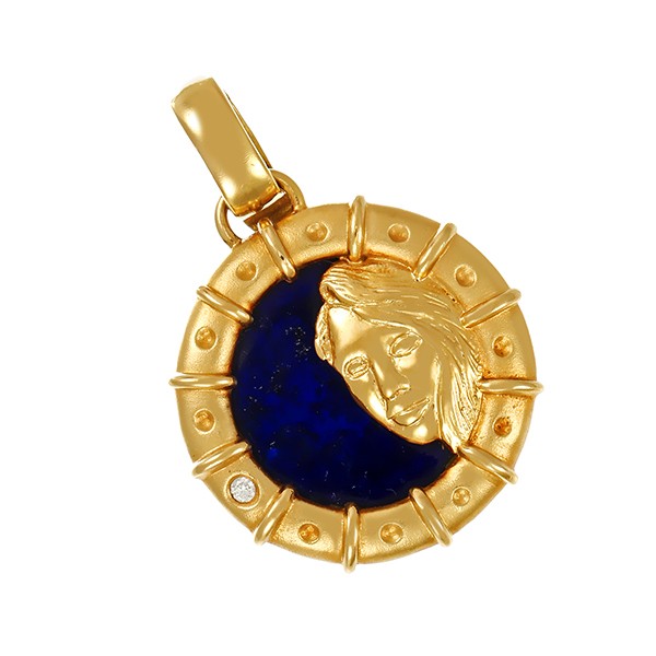 Anhänger, 18K, Gelbgold, Lapis, Brillant Detailbild #1