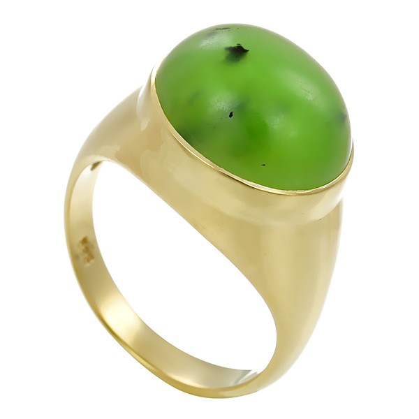 Ring, 14K, Gelbgold, Nephrit Detailbild #1