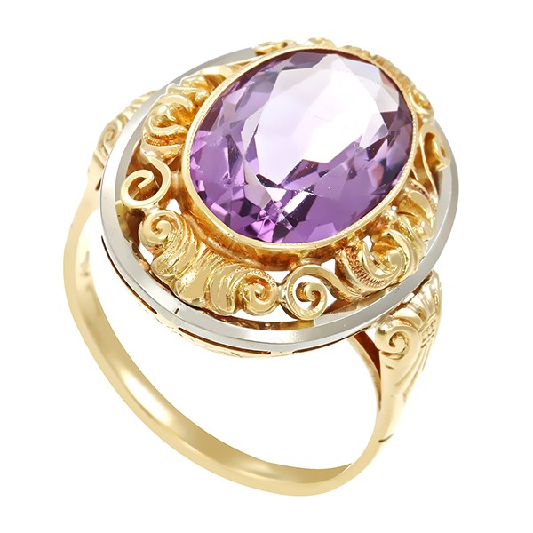 Ring, 14K, Gelb-/Weißgold, Amethyst Detailbild #1