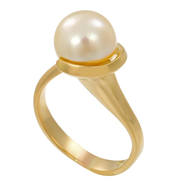 Ring, 18K, Gelbgold, Perle Detailbild #1