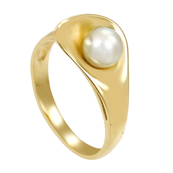 Ring, 14K, Gelbgold, Perle Detailbild #1