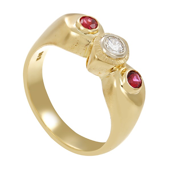 Ring, 14K, Gelbgold, Brillant, Rubine Detailbild #1