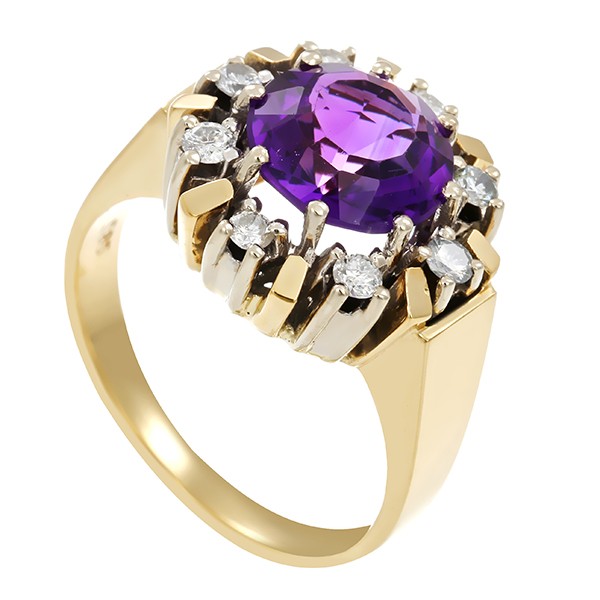 Ring, 14K, Gelbgold, Amethyst, Brillanten Detailbild #1