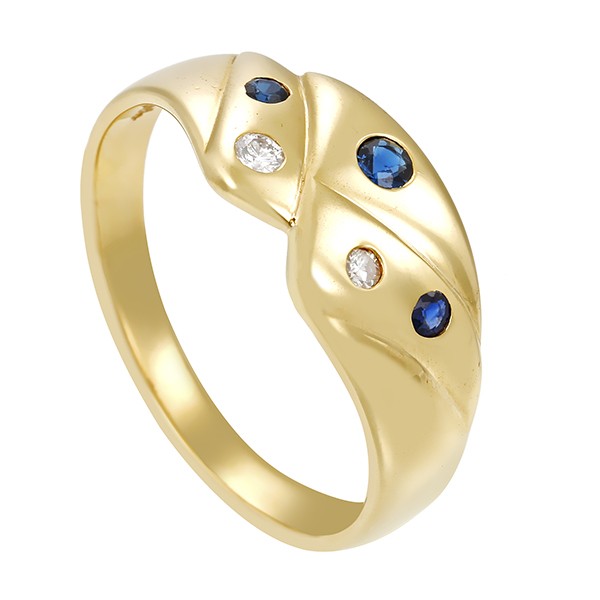 Ring, 14K, Gelbgold, Saphir, Brillant Detailbild #1