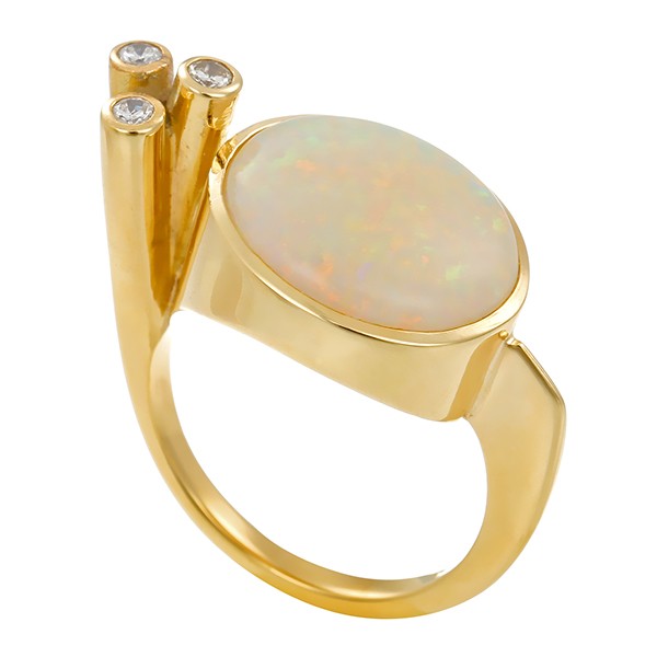 Ring, 14K, Gelbgold, Opal, Brillanten Detailbild #1